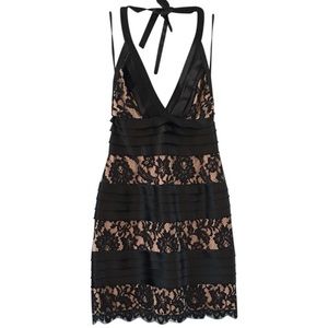 BCBGMaxazria Black Lace Halter Dress
